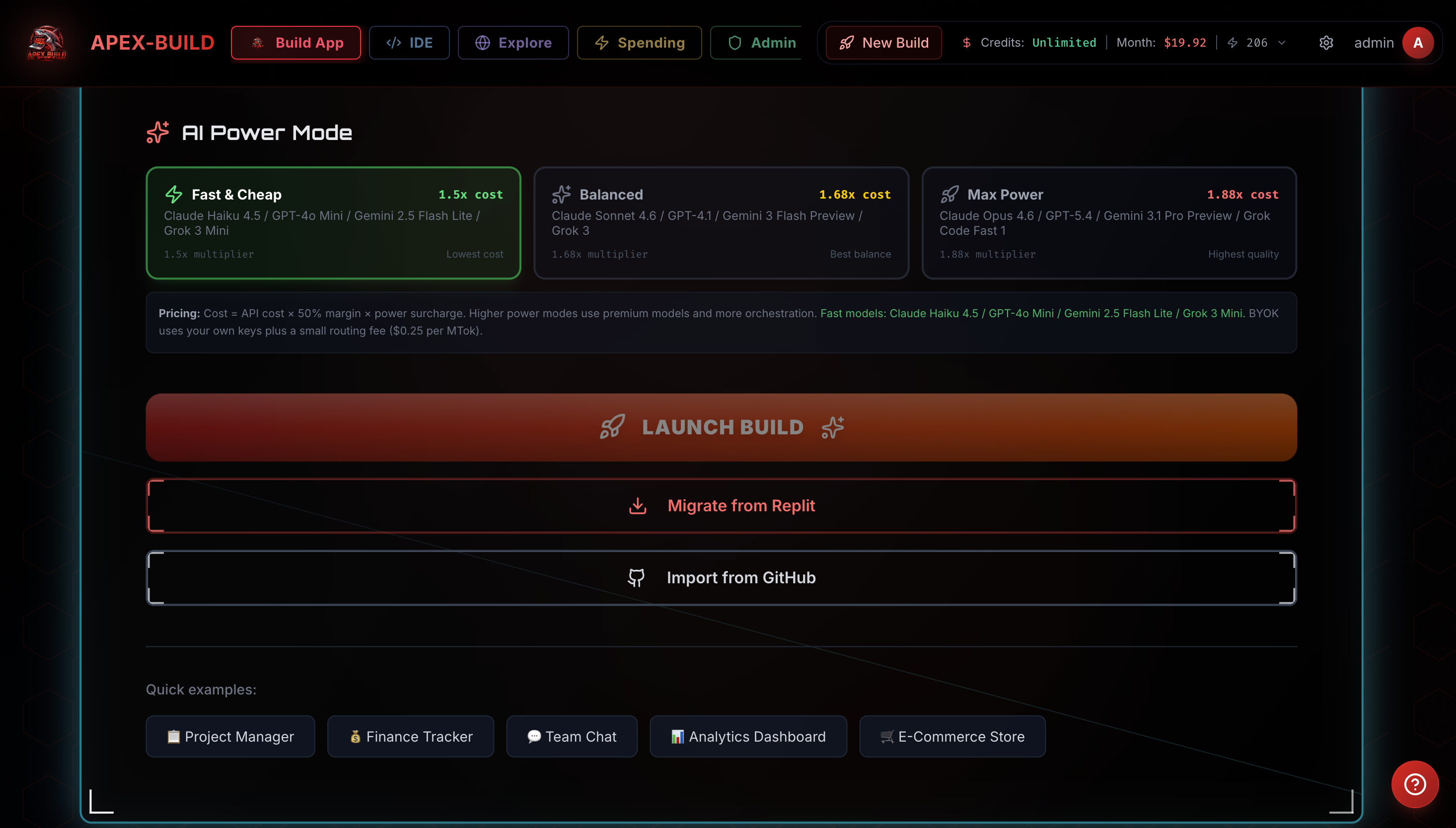 Apex-Build per-agent and per-model spend dashboard with token usage breakdown